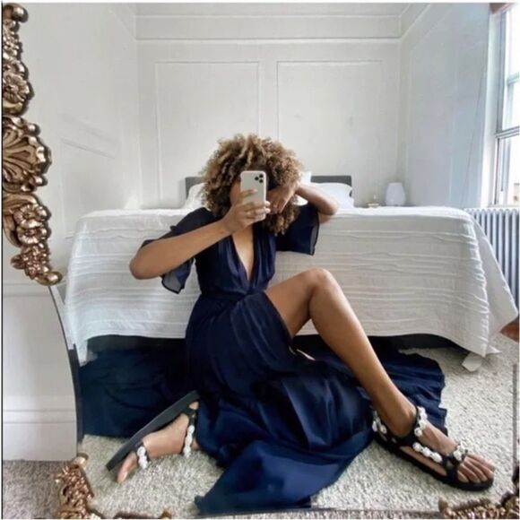 Reformation Winslow Dress in Navy - Picture 1 of 7
